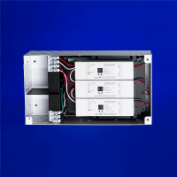 LED power supply, 100-300W at 24VDC, with Thomas Research Driver and DT-8 Decoders. Prewired unit with terminal blocks; offers recessed or surface mounting options.