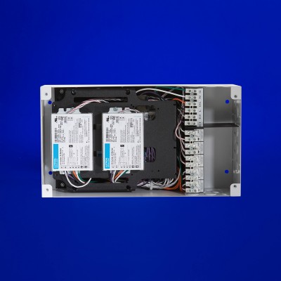 40-200W power supply at 24VDC, with up to five Lutron hi-lume drivers. Features EcoSystem tech, flexible dimming, and Q-Tran strip compatibility. Prewired for easy setup; multiple mounting options.