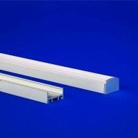 LED fixture with precision beam control featuring a selection of eight lens angles from 40&#176; to 180&#176;, suitable for both surface-mounted and recessed installations, showcased in a sleek aluminum housing