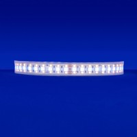 24-volt RGBW-HE24/8.0 LED strip, producing 285 lm/ft at 3000K. Fitted with 21 diodes across 2-inch intervals, 7 dedicated to RGB and 14 to a vibrant static white, offering a vivid lighting experience in dry environments,