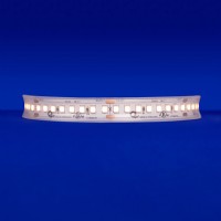 A close-up of the versatile SW-HE24/9.0 LED strip, a 24-volt, 9.0W/ft solution, highlighting its 8 diodes per 2-inch cutpoint and suitability for both dry and wet environments, adjustable up to 128 inches in length.