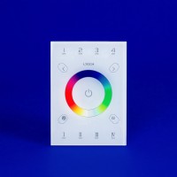 UX8 Controller: Touch-sensitive DMX-based device for architectural lighting, featuring a user-friendly display, one-touch brightness control, and customizable scenes. Comes with a color wheel for precise color adjustments, perfect for interior spaces